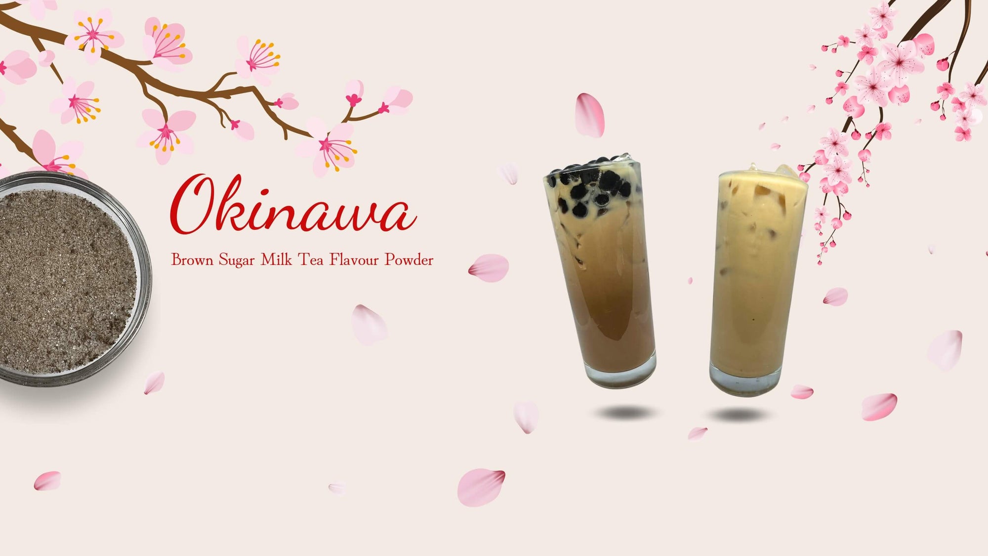 Okinawa brown sugar powder with drinks