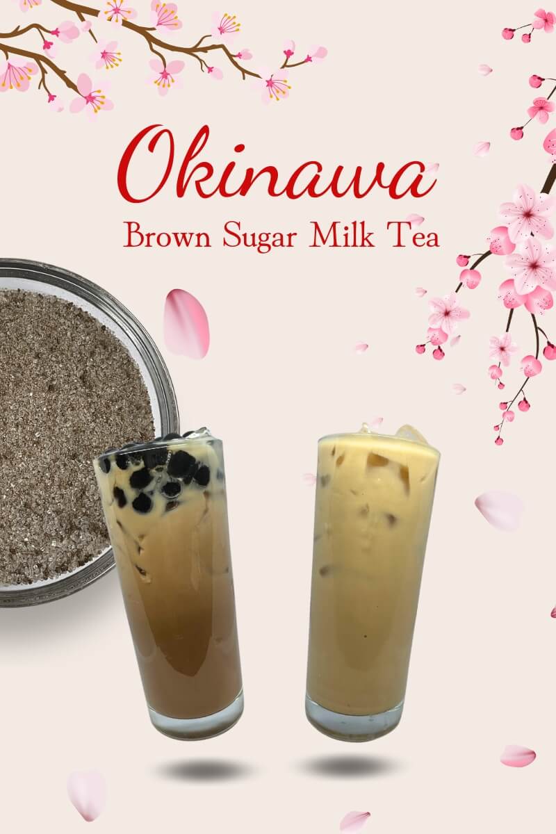Okinawa brown sugar powder with two drinks